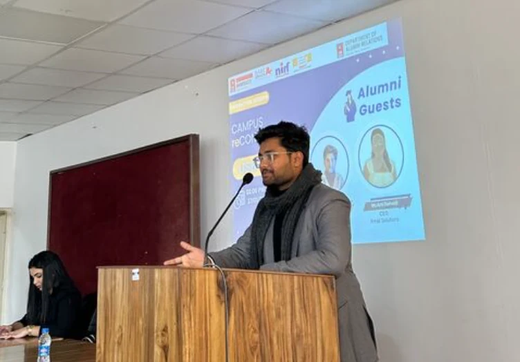 RedSan founder Sankalp Reddy speaking at Chandigarh University