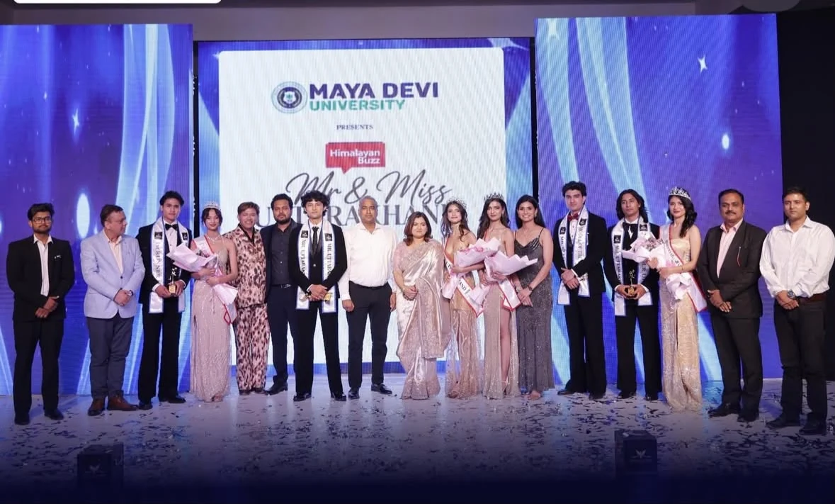 Mr and Miss Uttarakhand stage crowning ceremony presented by Maya Devi University and Himalayan Buzz with Redsan team on stage